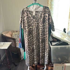 Leopard Print V-Neck Dress